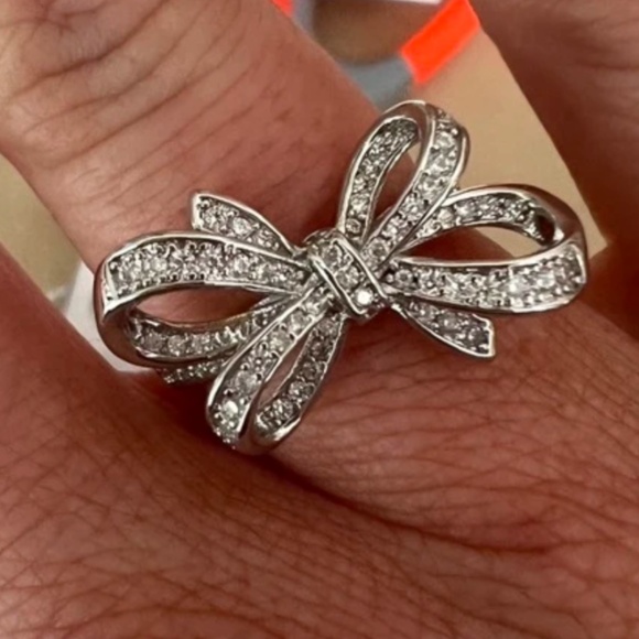 Luxe Gold Tone Cubic Zirconia Bow Ring - Picture 7 of 8